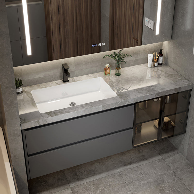 Metal Grey Modern Wall Mount Sink Vanity with Mirror for Bathroom Clearhalo 'Bathroom Remodel & Bathroom Fixtures' 'Bathroom Vanities' 'bathroom_vanities' 'Home Improvement' 'home_improvement' 'home_improvement_bathroom_vanities' 7715209