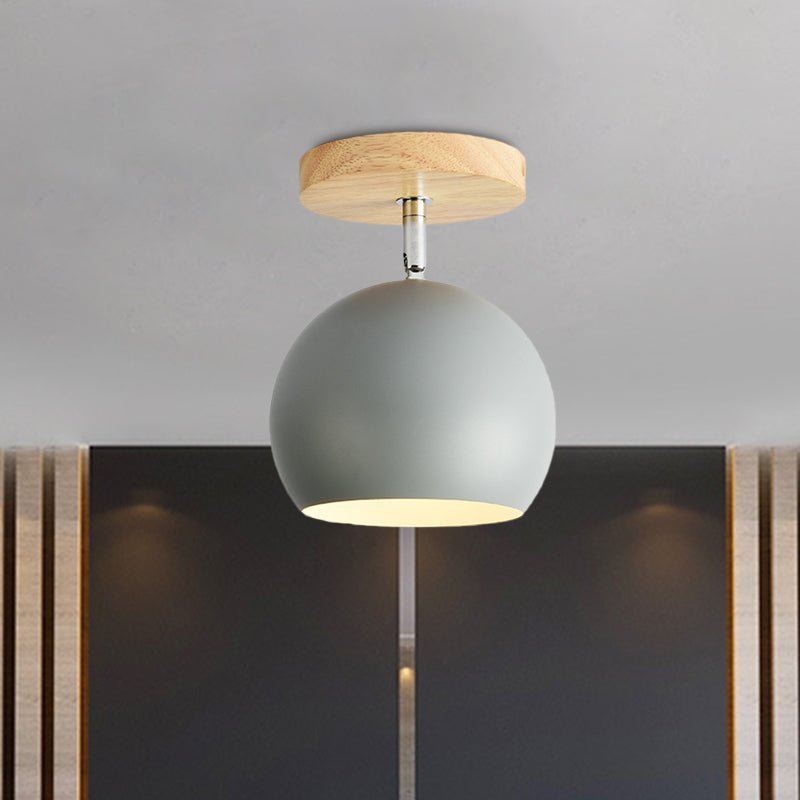 Rotatable Orb Shade Flush Mount Light 1 Light Metal Ceiling Light for Study Room Corridor Grey Clearhalo 'Ceiling Lights' 'Close To Ceiling Lights' 'Close to ceiling' 'Semi-flushmount' Lighting' 771521