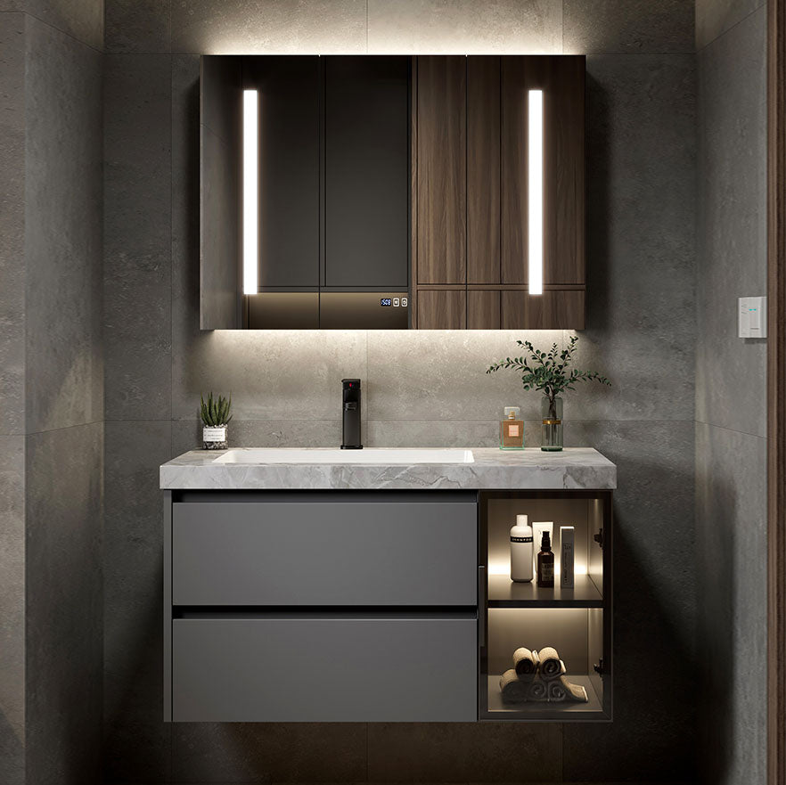 Metal Grey Modern Wall Mount Sink Vanity with Mirror for Bathroom Clearhalo 'Bathroom Remodel & Bathroom Fixtures' 'Bathroom Vanities' 'bathroom_vanities' 'Home Improvement' 'home_improvement' 'home_improvement_bathroom_vanities' 7715213