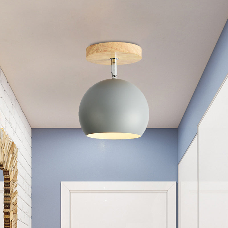 Rotatable Orb Shade Flush Mount Light 1 Light Metal Ceiling Light for Study Room Corridor Clearhalo 'Ceiling Lights' 'Close To Ceiling Lights' 'Close to ceiling' 'Semi-flushmount' Lighting' 771522