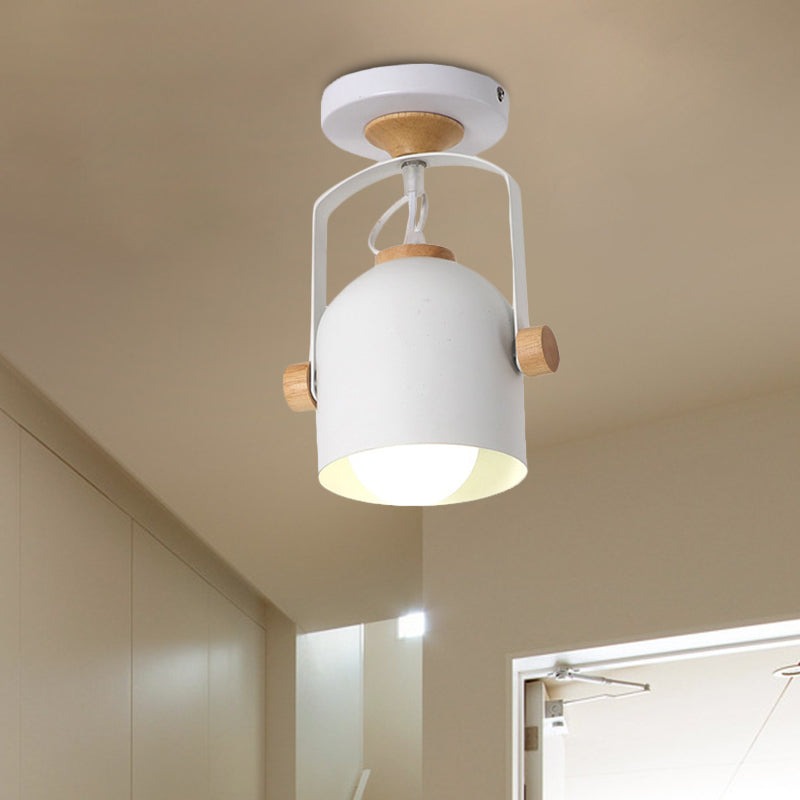 1 Light Cup Shade Flush Ceiling Light Rotatable Macaron Loft Metallic Ceiling Lamp for Bathroom White Clearhalo 'Ceiling Lights' 'Close To Ceiling Lights' 'Close to ceiling' 'Semi-flushmount' Lighting' 771537