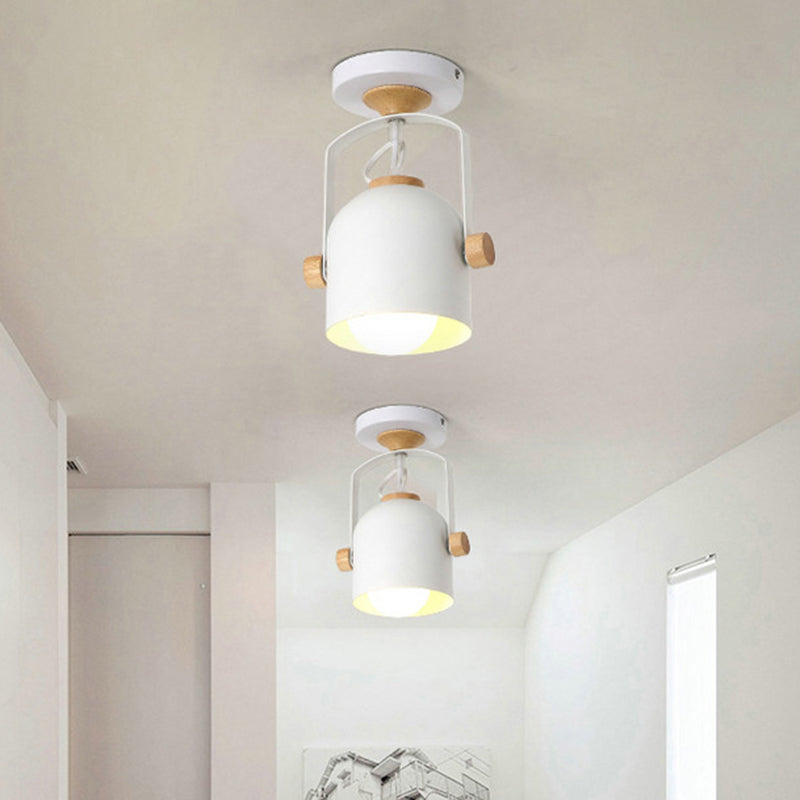 1 Light Cup Shade Flush Ceiling Light Rotatable Macaron Loft Metallic Ceiling Lamp for Bathroom Clearhalo 'Ceiling Lights' 'Close To Ceiling Lights' 'Close to ceiling' 'Semi-flushmount' Lighting' 771538