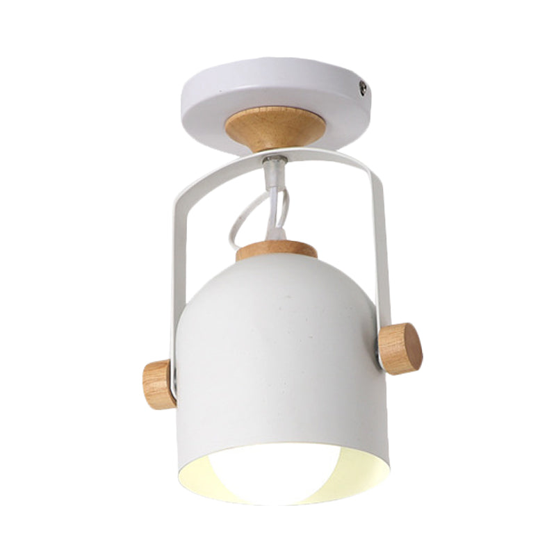 1 Light Cup Shade Flush Ceiling Light Rotatable Macaron Loft Metallic Ceiling Lamp for Bathroom Clearhalo 'Ceiling Lights' 'Close To Ceiling Lights' 'Close to ceiling' 'Semi-flushmount' Lighting' 771539