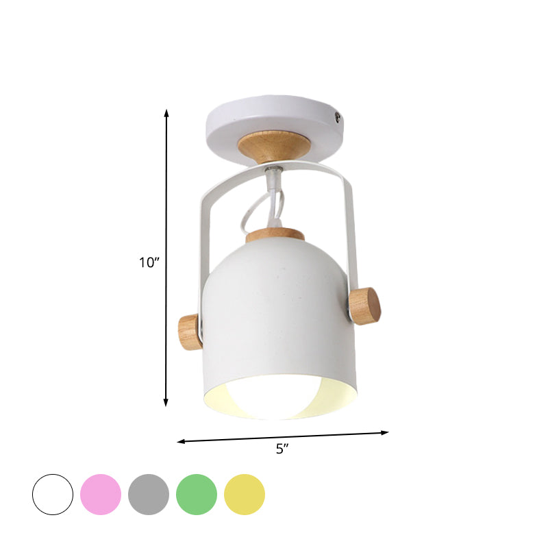 1 Light Cup Shade Flush Ceiling Light Rotatable Macaron Loft Metallic Ceiling Lamp for Bathroom Clearhalo 'Ceiling Lights' 'Close To Ceiling Lights' 'Close to ceiling' 'Semi-flushmount' Lighting' 771541