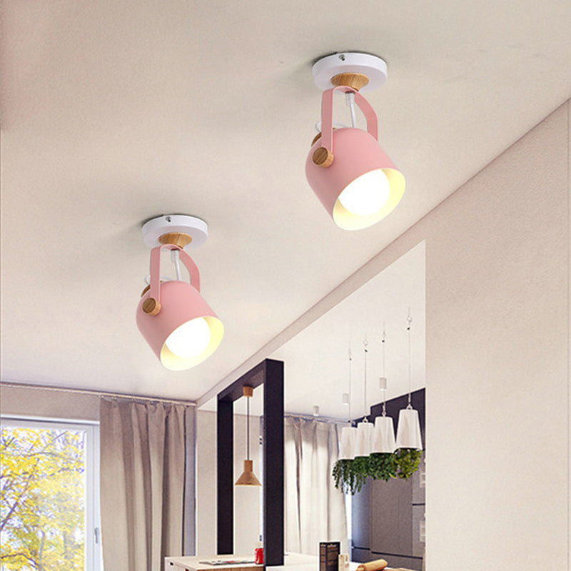 1 Light Cup Shade Flush Ceiling Light Rotatable Macaron Loft Metallic Ceiling Lamp for Bathroom Clearhalo 'Ceiling Lights' 'Close To Ceiling Lights' 'Close to ceiling' 'Semi-flushmount' Lighting' 771543