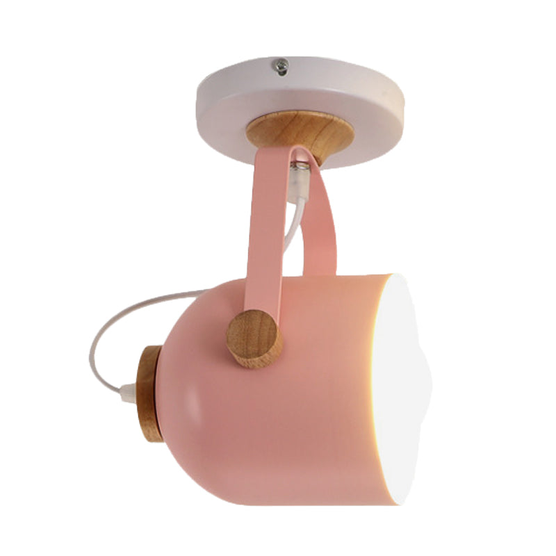 1 Light Cup Shade Flush Ceiling Light Rotatable Macaron Loft Metallic Ceiling Lamp for Bathroom Clearhalo 'Ceiling Lights' 'Close To Ceiling Lights' 'Close to ceiling' 'Semi-flushmount' Lighting' 771544