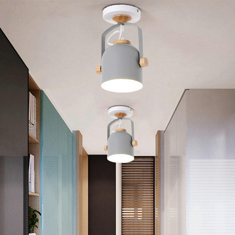 1 Light Cup Shade Flush Ceiling Light Rotatable Macaron Loft Metallic Ceiling Lamp for Bathroom Clearhalo 'Ceiling Lights' 'Close To Ceiling Lights' 'Close to ceiling' 'Semi-flushmount' Lighting' 771546