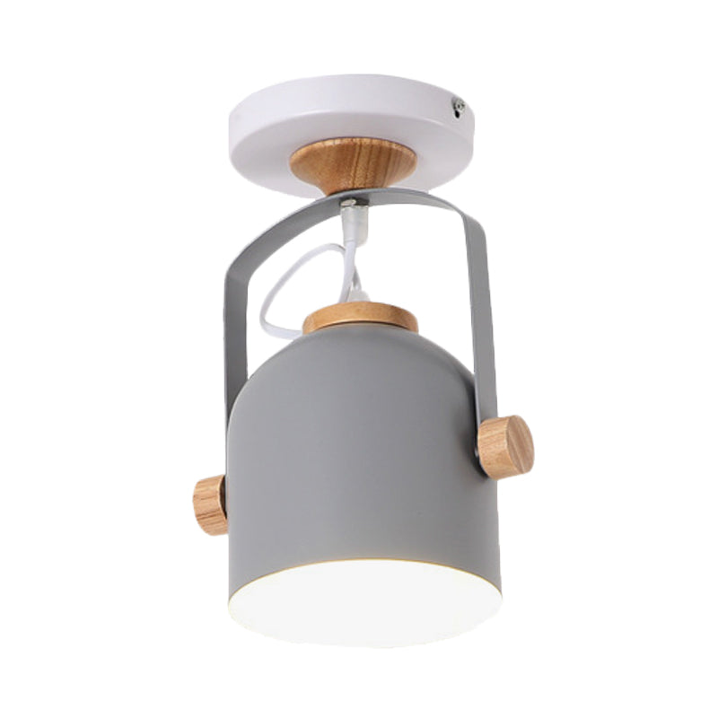 1 Light Cup Shade Flush Ceiling Light Rotatable Macaron Loft Metallic Ceiling Lamp for Bathroom Clearhalo 'Ceiling Lights' 'Close To Ceiling Lights' 'Close to ceiling' 'Semi-flushmount' Lighting' 771547