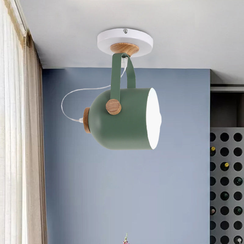 1 Light Cup Shade Flush Ceiling Light Rotatable Macaron Loft Metallic Ceiling Lamp for Bathroom Green Clearhalo 'Ceiling Lights' 'Close To Ceiling Lights' 'Close to ceiling' 'Semi-flushmount' Lighting' 771548