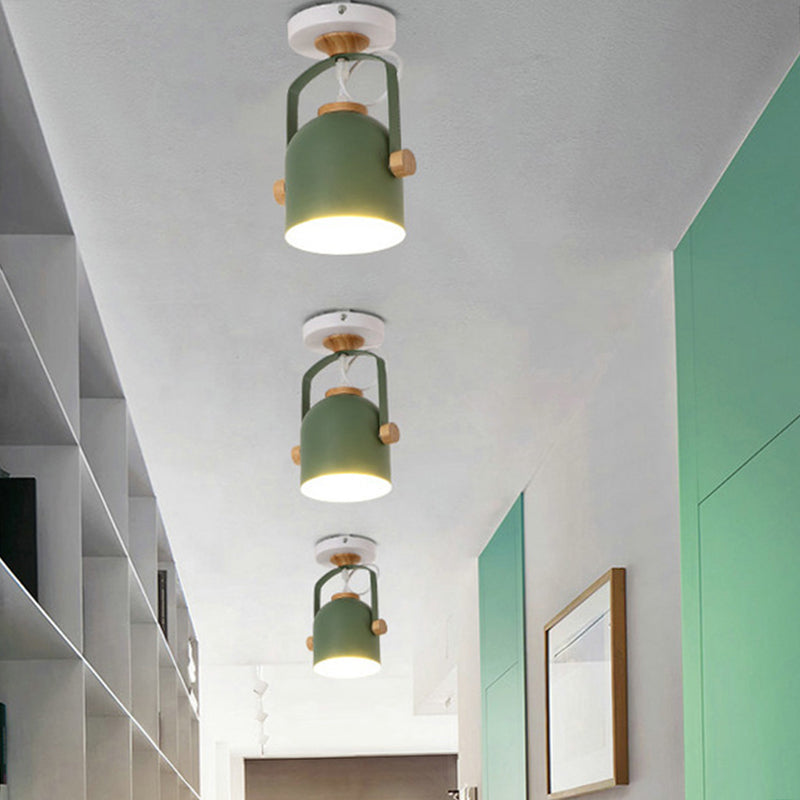 1 Light Cup Shade Flush Ceiling Light Rotatable Macaron Loft Metallic Ceiling Lamp for Bathroom Clearhalo 'Ceiling Lights' 'Close To Ceiling Lights' 'Close to ceiling' 'Semi-flushmount' Lighting' 771549