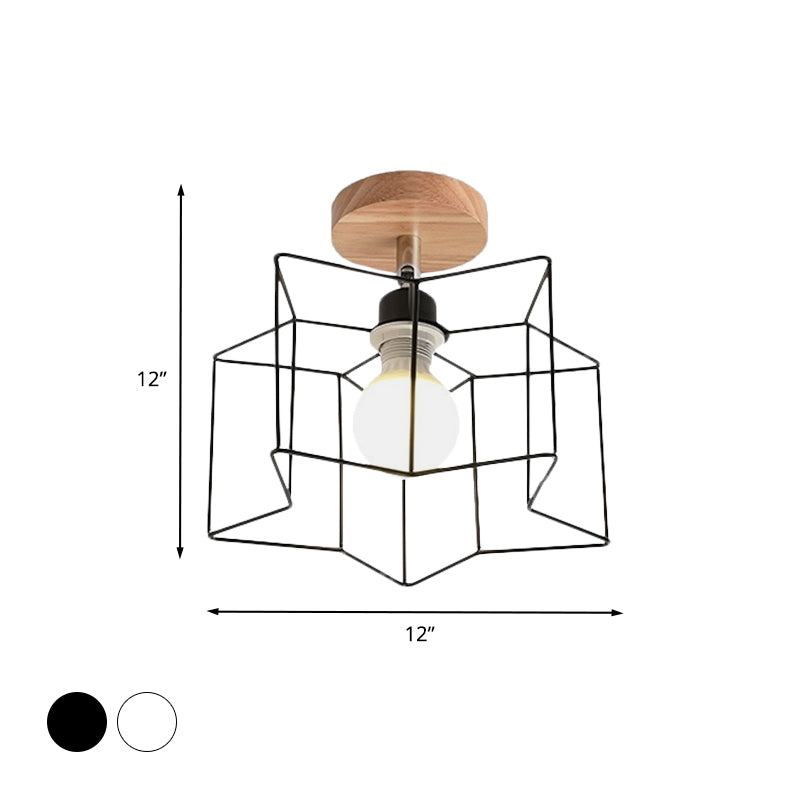 5"/6"/12" Wide Iron Wire Frame Flush Mount Light for Porch Rotatable 1 Head Contemporary Ceiling Light Clearhalo 'Ceiling Lights' 'Close To Ceiling Lights' 'Close to ceiling' 'Semi-flushmount' Lighting' 771572