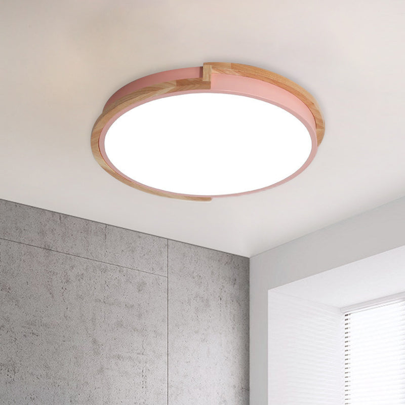 Acrylic Round Shaped Flush Ceiling Light Nordic Stylish Blue/Green/Pink Ceiling Lamp in Warm/White Light for Living Room Porch Pink Clearhalo 'Ceiling Lights' 'Close To Ceiling Lights' 'Close to ceiling' 'Flush mount' Lighting' 771613