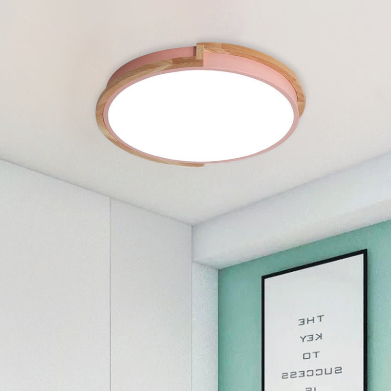 Acrylic Round Shaped Flush Ceiling Light Nordic Stylish Blue/Green/Pink Ceiling Lamp in Warm/White Light for Living Room Porch Clearhalo 'Ceiling Lights' 'Close To Ceiling Lights' 'Close to ceiling' 'Flush mount' Lighting' 771614