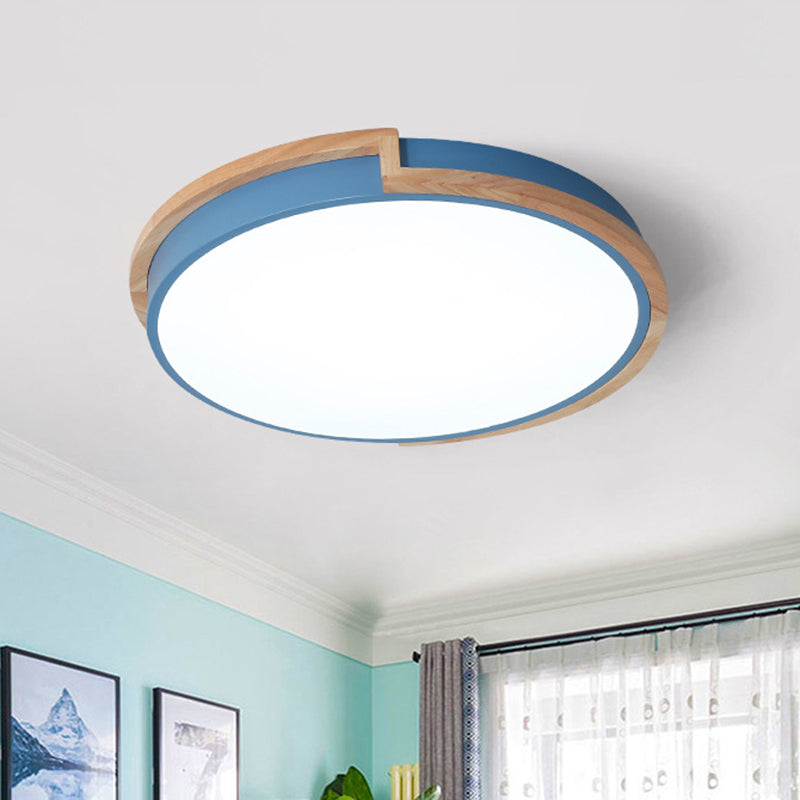 Acrylic Round Shaped Flush Ceiling Light Nordic Stylish Blue/Green/Pink Ceiling Lamp in Warm/White Light for Living Room Porch Blue Clearhalo 'Ceiling Lights' 'Close To Ceiling Lights' 'Close to ceiling' 'Flush mount' Lighting' 771623