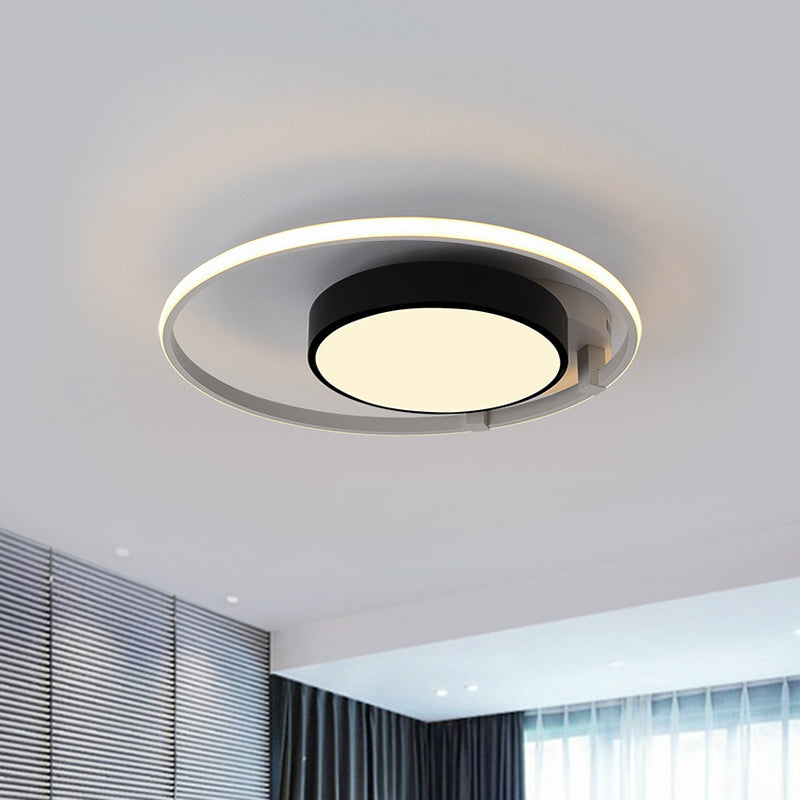 Circular Acrylic Flush Ceiling Light Modern Stylish 2/3 Lights Black Finish Ceiling Mount Fixture for Living Room Clearhalo 'Ceiling Lights' 'Close To Ceiling Lights' 'Close to ceiling' 'Flush mount' Lighting' 771639