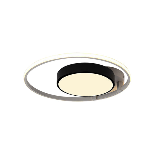 Circular Acrylic Flush Ceiling Light Modern Stylish 2/3 Lights Black Finish Ceiling Mount Fixture for Living Room Clearhalo 'Ceiling Lights' 'Close To Ceiling Lights' 'Close to ceiling' 'Flush mount' Lighting' 771640