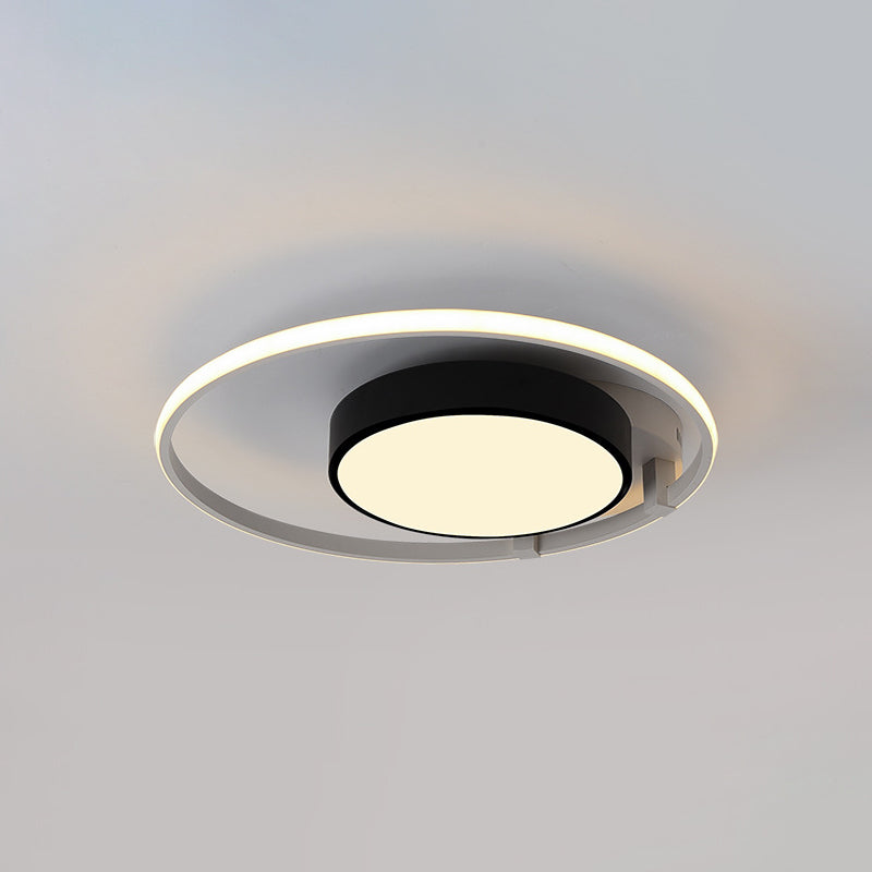 Circular Acrylic Flush Ceiling Light Modern Stylish 2/3 Lights Black Finish Ceiling Mount Fixture for Living Room Clearhalo 'Ceiling Lights' 'Close To Ceiling Lights' 'Close to ceiling' 'Flush mount' Lighting' 771641