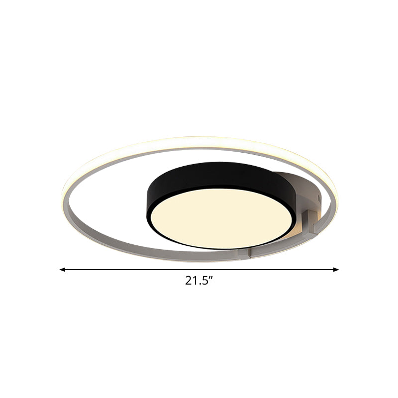 Circular Acrylic Flush Ceiling Light Modern Stylish 2/3 Lights Black Finish Ceiling Mount Fixture for Living Room Clearhalo 'Ceiling Lights' 'Close To Ceiling Lights' 'Close to ceiling' 'Flush mount' Lighting' 771642