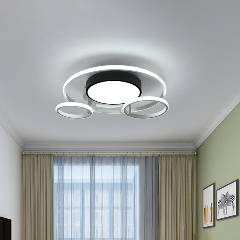 Circular Acrylic Flush Ceiling Light Modern Stylish 2/3 Lights Black Finish Ceiling Mount Fixture for Living Room Clearhalo 'Ceiling Lights' 'Close To Ceiling Lights' 'Close to ceiling' 'Flush mount' Lighting' 771644