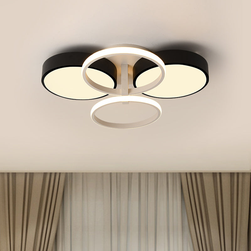 Circular Acrylic Flush Ceiling Light Modern Stylish 2/3 Lights Black Finish Ceiling Mount Fixture for Living Room Clearhalo 'Ceiling Lights' 'Close To Ceiling Lights' 'Close to ceiling' 'Flush mount' Lighting' 771649