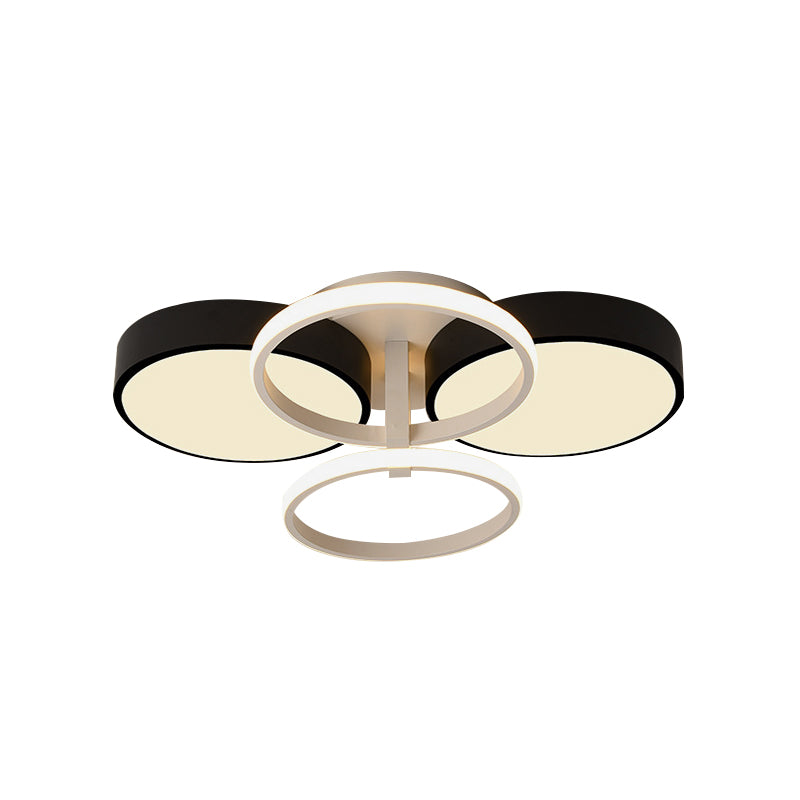 Circular Acrylic Flush Ceiling Light Modern Stylish 2/3 Lights Black Finish Ceiling Mount Fixture for Living Room Clearhalo 'Ceiling Lights' 'Close To Ceiling Lights' 'Close to ceiling' 'Flush mount' Lighting' 771650