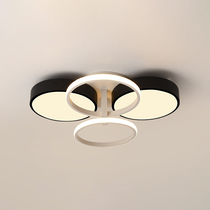 Circular Acrylic Flush Ceiling Light Modern Stylish 2/3 Lights Black Finish Ceiling Mount Fixture for Living Room Clearhalo 'Ceiling Lights' 'Close To Ceiling Lights' 'Close to ceiling' 'Flush mount' Lighting' 771651