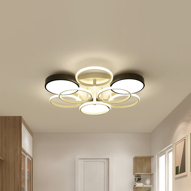 Circular Acrylic Flush Ceiling Light Modern Stylish 2/3 Lights Black Finish Ceiling Mount Fixture for Living Room Clearhalo 'Ceiling Lights' 'Close To Ceiling Lights' 'Close to ceiling' 'Flush mount' Lighting' 771654