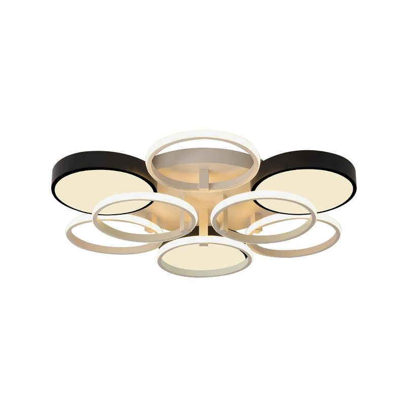 Circular Acrylic Flush Ceiling Light Modern Stylish 2/3 Lights Black Finish Ceiling Mount Fixture for Living Room Clearhalo 'Ceiling Lights' 'Close To Ceiling Lights' 'Close to ceiling' 'Flush mount' Lighting' 771655