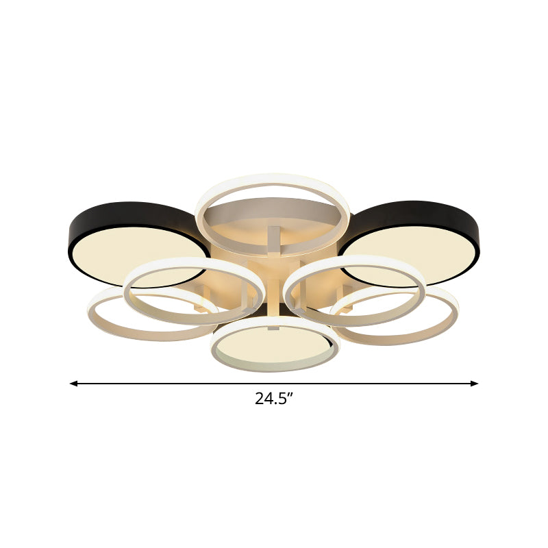 Circular Acrylic Flush Ceiling Light Modern Stylish 2/3 Lights Black Finish Ceiling Mount Fixture for Living Room Clearhalo 'Ceiling Lights' 'Close To Ceiling Lights' 'Close to ceiling' 'Flush mount' Lighting' 771657