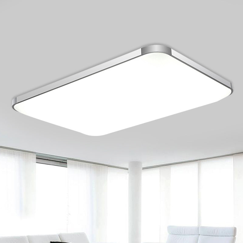 Rectangular Flush Light Fixture Simple Stylish LED 25.5"/32" Width Acrylic Flush Mount Lamp in Sliver for Living Room Silver Clearhalo 'Ceiling Lights' 'Close To Ceiling Lights' 'Close to ceiling' 'Flush mount' Lighting' 771802