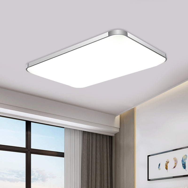 Rectangular Flush Light Fixture Simple Stylish LED 25.5"/32" Width Acrylic Flush Mount Lamp in Sliver for Living Room Clearhalo 'Ceiling Lights' 'Close To Ceiling Lights' 'Close to ceiling' 'Flush mount' Lighting' 771804