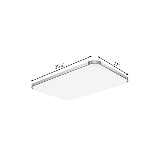 Rectangular Flush Light Fixture Simple Stylish LED 25.5"/32" Width Acrylic Flush Mount Lamp in Sliver for Living Room Clearhalo 'Ceiling Lights' 'Close To Ceiling Lights' 'Close to ceiling' 'Flush mount' Lighting' 771806