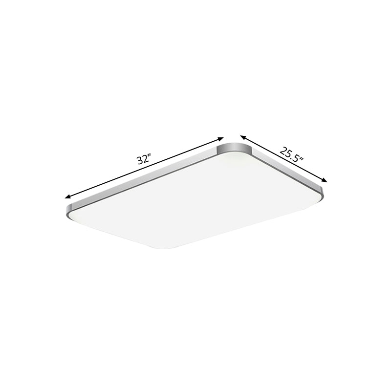 Rectangular Flush Light Fixture Simple Stylish LED 25.5"/32" Width Acrylic Flush Mount Lamp in Sliver for Living Room Clearhalo 'Ceiling Lights' 'Close To Ceiling Lights' 'Close to ceiling' 'Flush mount' Lighting' 771807