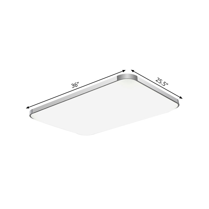 Rectangular Flush Light Fixture Simple Stylish LED 25.5"/32" Width Acrylic Flush Mount Lamp in Sliver for Living Room Clearhalo 'Ceiling Lights' 'Close To Ceiling Lights' 'Close to ceiling' 'Flush mount' Lighting' 771808