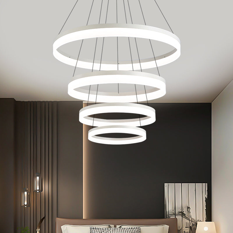 Minimalist Loop Acrylic Drop Pendant LED 4/5 Lights Ceiling Chandelier Lighting Fixture in Warm/White Light Clearhalo 'Ceiling Lights' 'Chandeliers' 'Modern Chandeliers' 'Modern' Lighting' 771810