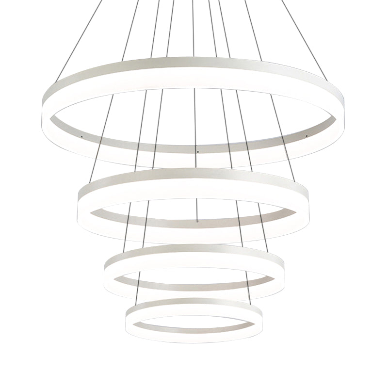 Minimalist Loop Acrylic Drop Pendant LED 4/5 Lights Ceiling Chandelier Lighting Fixture in Warm/White Light Clearhalo 'Ceiling Lights' 'Chandeliers' 'Modern Chandeliers' 'Modern' Lighting' 771811