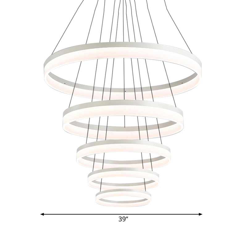 Minimalist Loop Acrylic Drop Pendant LED 4/5 Lights Ceiling Chandelier Lighting Fixture in Warm/White Light Clearhalo 'Ceiling Lights' 'Chandeliers' 'Modern Chandeliers' 'Modern' Lighting' 771818