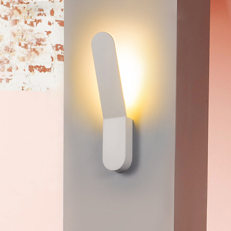 Black/White Bend Wall Washer Light with Oval Shape Nordic Warm/White Lighting LED Metal Wall Sconce for Corridor Clearhalo 'Cast Iron' 'Glass' 'Industrial' 'Modern wall lights' 'Modern' 'Tiffany' 'Traditional wall lights' 'Wall Lamps & Sconces' 'Wall Lights' Lighting' 771840