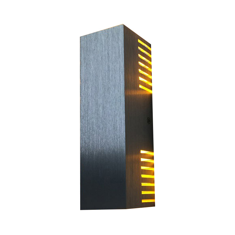 Simple Style LED Wall Light with Aluminum Shade Brushed Silver Rectangular Wall Mounted Lamp in Warm/White Light Clearhalo 'Cast Iron' 'Glass' 'Industrial' 'Modern wall lights' 'Modern' 'Tiffany' 'Traditional wall lights' 'Wall Lamps & Sconces' 'Wall Lights' Lighting' 771846