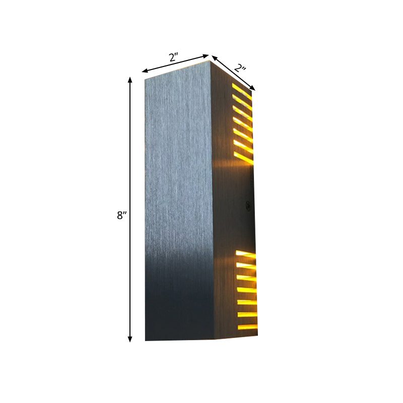 Simple Style LED Wall Light with Aluminum Shade Brushed Silver Rectangular Wall Mounted Lamp in Warm/White Light Clearhalo 'Cast Iron' 'Glass' 'Industrial' 'Modern wall lights' 'Modern' 'Tiffany' 'Traditional wall lights' 'Wall Lamps & Sconces' 'Wall Lights' Lighting' 771847
