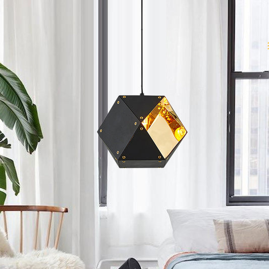 8/12 Heads Multifaceted Metal Chandelier Light Modern Black/White Dining Room Pendant Light Fixture Clearhalo 'Ceiling Lights' 'Chandeliers' 'Modern Chandeliers' 'Modern' Lighting' 771849