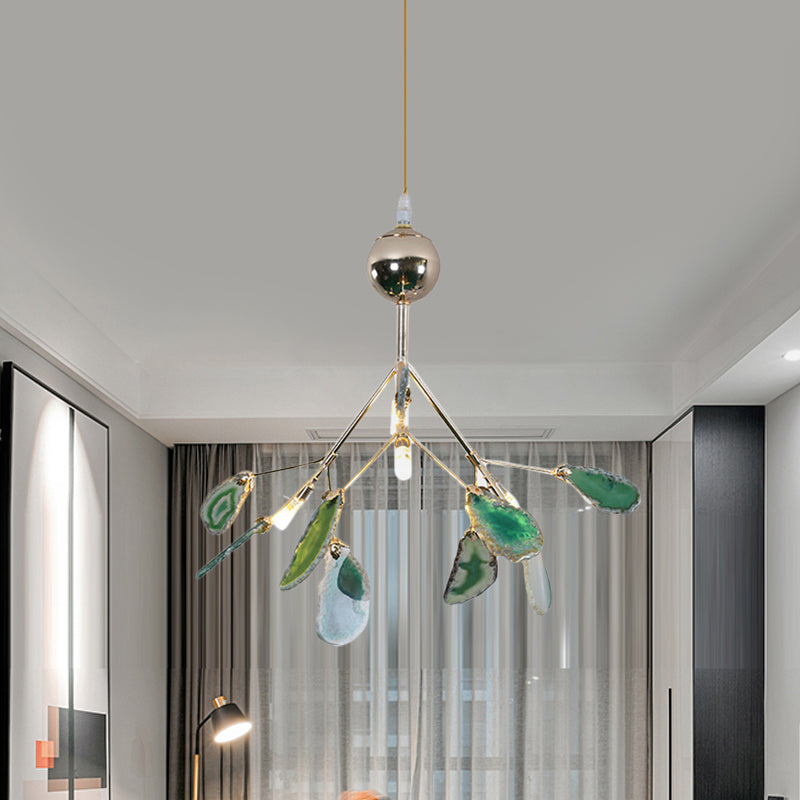 Modern Style Firefly Ceiling Pendant Lamp Agate 4/16 Lights Living Room Chandelier Lighting in Blue/Green Clearhalo 'Ceiling Lights' 'Chandeliers' 'Modern Chandeliers' 'Modern' Lighting' 771912