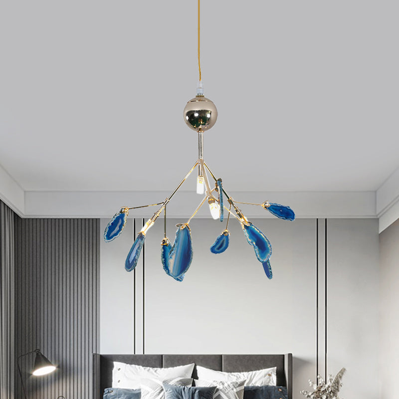 Modern Style Firefly Ceiling Pendant Lamp Agate 4/16 Lights Living Room Chandelier Lighting in Blue/Green Clearhalo 'Ceiling Lights' 'Chandeliers' 'Modern Chandeliers' 'Modern' Lighting' 771917