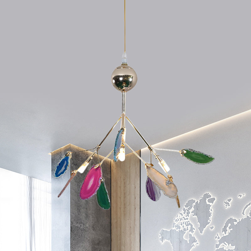 Modern Style Firefly Ceiling Pendant Lamp Agate 4/16 Lights Living Room Chandelier Lighting in Blue/Green 4 Red-Blue-Green Clearhalo 'Ceiling Lights' 'Chandeliers' 'Modern Chandeliers' 'Modern' Lighting' 771920