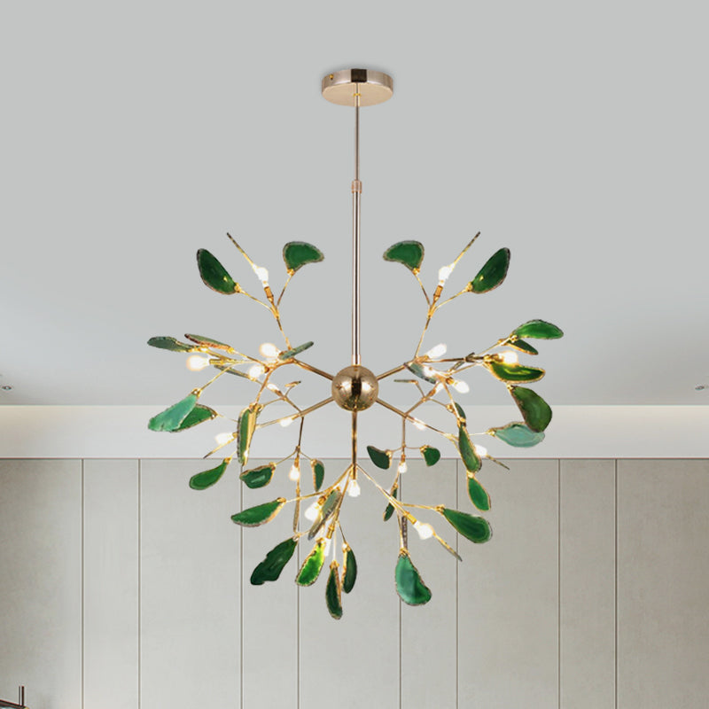 Modern Style Firefly Ceiling Pendant Lamp Agate 4/16 Lights Living Room Chandelier Lighting in Blue/Green 16 Green Clearhalo 'Ceiling Lights' 'Chandeliers' 'Modern Chandeliers' 'Modern' Lighting' 771924