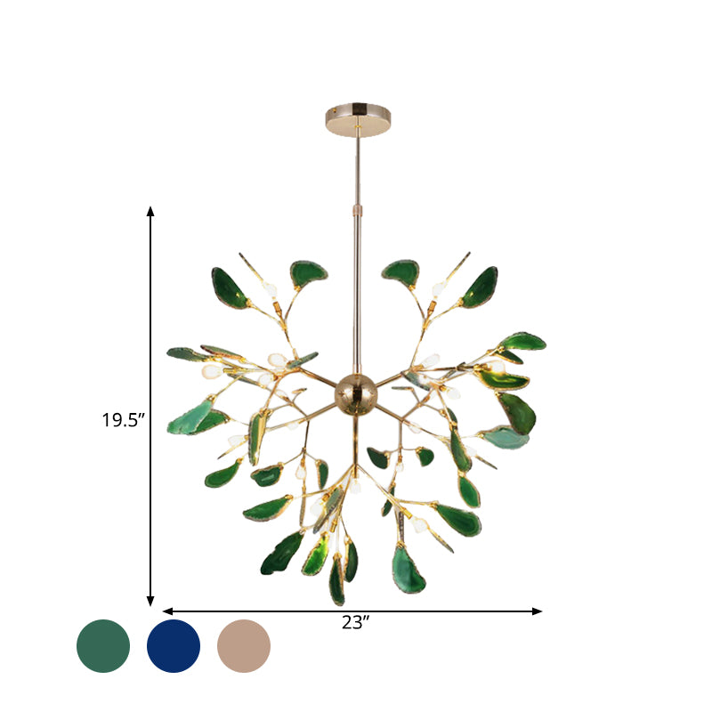 Modern Style Firefly Ceiling Pendant Lamp Agate 4/16 Lights Living Room Chandelier Lighting in Blue/Green Clearhalo 'Ceiling Lights' 'Chandeliers' 'Modern Chandeliers' 'Modern' Lighting' 771928