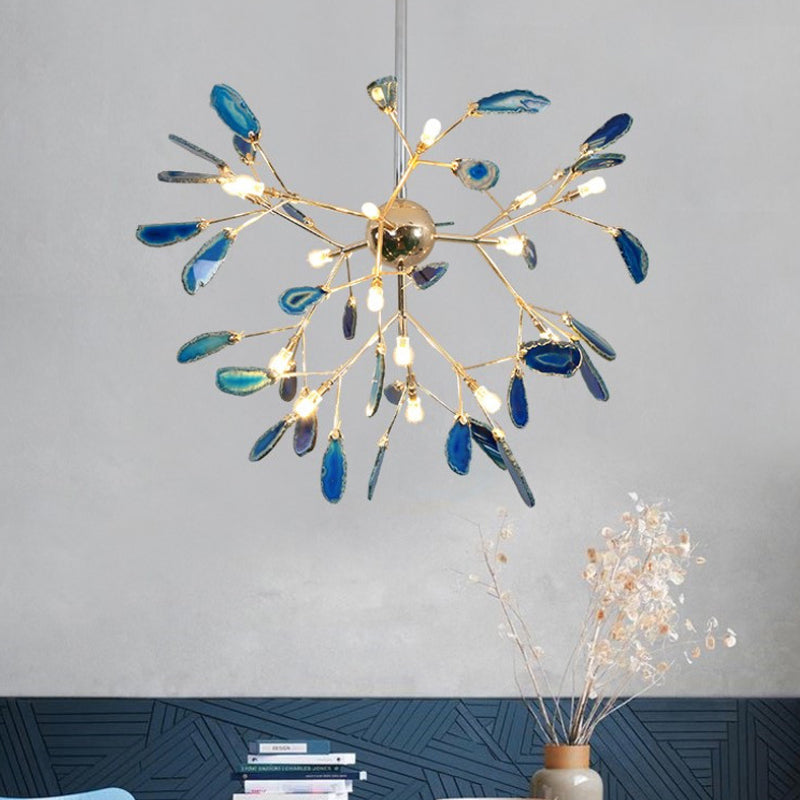 Modern Style Firefly Ceiling Pendant Lamp Agate 4/16 Lights Living Room Chandelier Lighting in Blue/Green Clearhalo 'Ceiling Lights' 'Chandeliers' 'Modern Chandeliers' 'Modern' Lighting' 771930