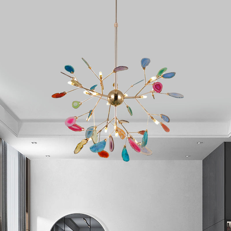 Modern Style Firefly Ceiling Pendant Lamp Agate 4/16 Lights Living Room Chandelier Lighting in Blue/Green Clearhalo 'Ceiling Lights' 'Chandeliers' 'Modern Chandeliers' 'Modern' Lighting' 771934