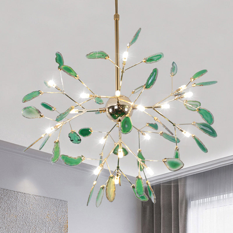 Modern Style Firefly Ceiling Pendant Lamp Agate 4/16 Lights Living Room Chandelier Lighting in Blue/Green 20 Green Clearhalo 'Ceiling Lights' 'Chandeliers' 'Modern Chandeliers' 'Modern' Lighting' 771937