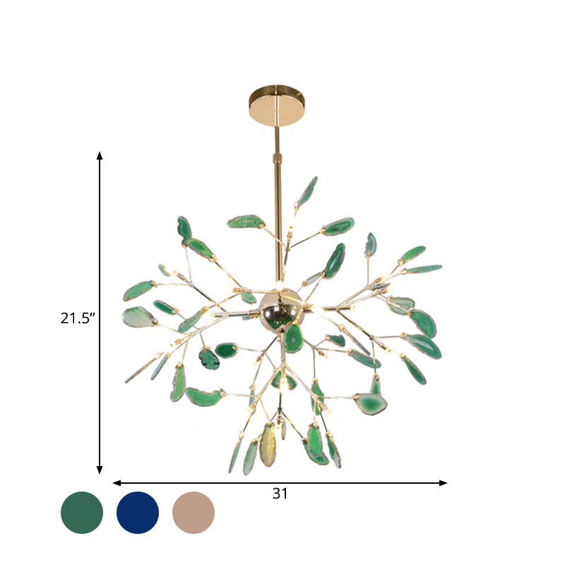 Modern Style Firefly Ceiling Pendant Lamp Agate 4/16 Lights Living Room Chandelier Lighting in Blue/Green Clearhalo 'Ceiling Lights' 'Chandeliers' 'Modern Chandeliers' 'Modern' Lighting' 771941